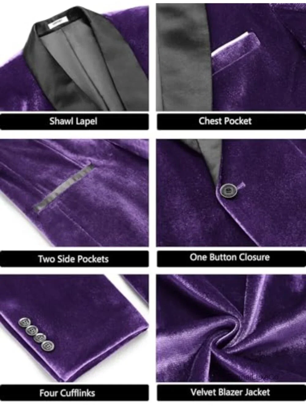 Velvet Tuxedo Jacket One Button Slim Fit Shawl Collar Prom Wedding